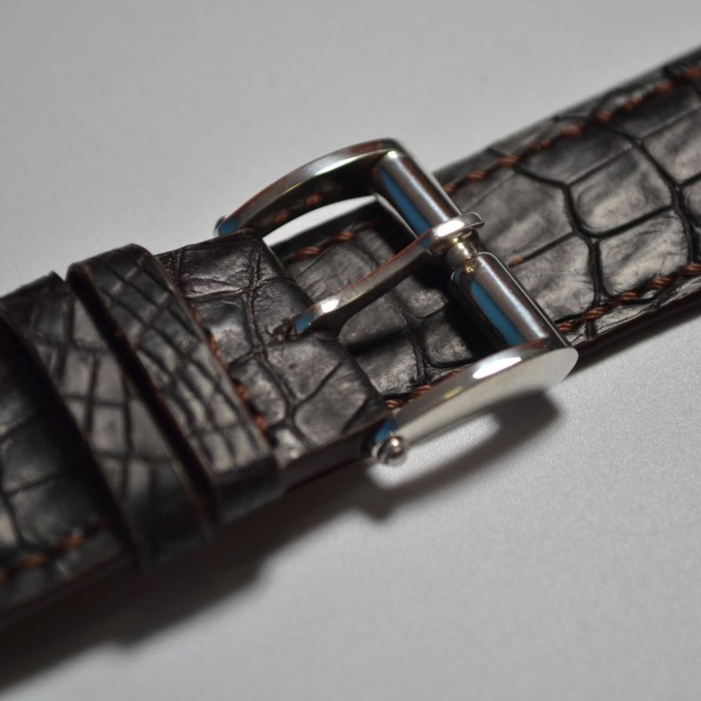 Crocodile leather 24 mm 925 silver buckle